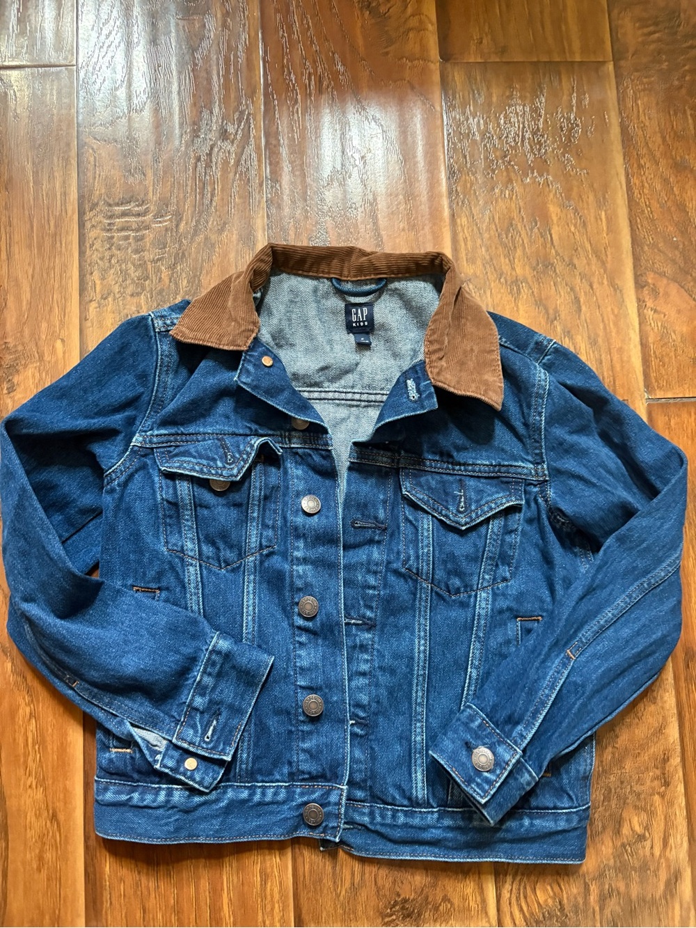 GAP Blue Denim Jacket with Brown Corduroy Collar